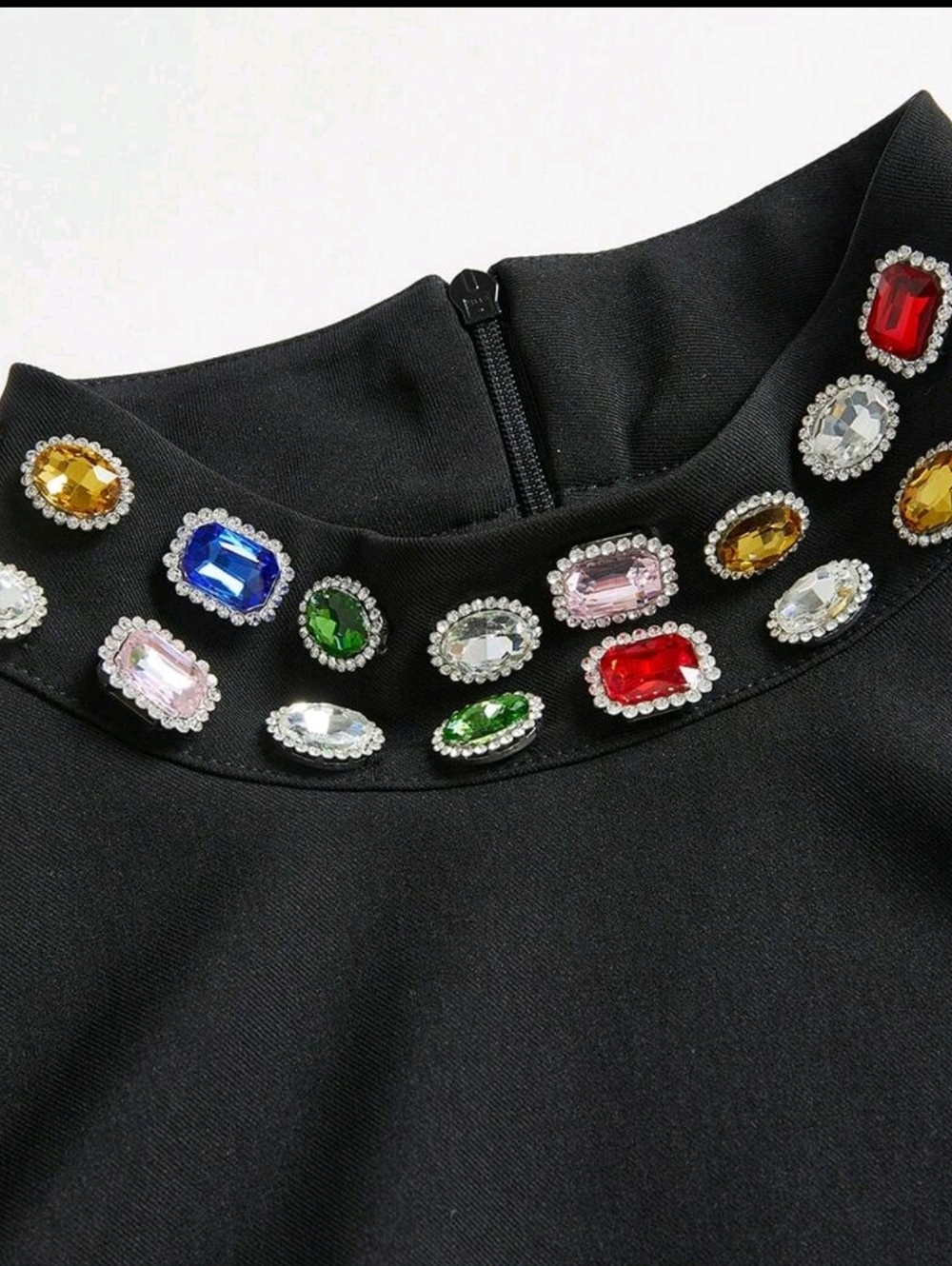 Black Long-Sleeve Jewel-Trim Shift Dress - Picture 12 of 15